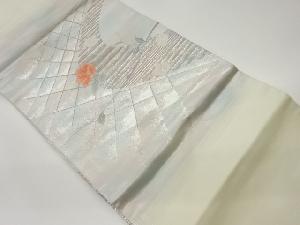 草花に曲線・襷模様織出し名古屋帯